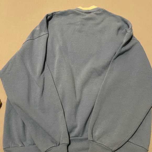 Vintage Grannycore Top Stitch Light Blue Birdhouse Sweater Size 1x 2 Small Spots - Picture 8 of 9